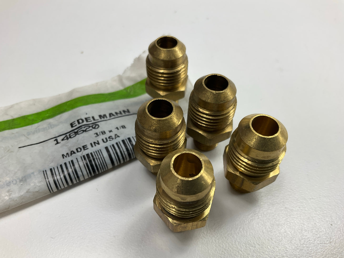 (5) Edelmann 148620 45 Degree Flared Tube Fitting 3/8'' Tube 1/8'' Pipe Thread