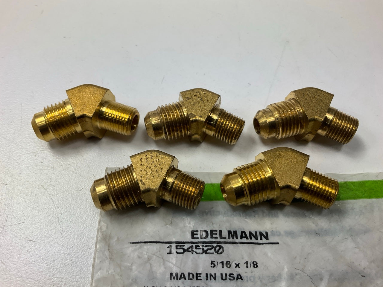 (5) Edelmann 154520 45 Degree Hydraulic Coupler Adapter 5/16'' Male X 1/8'' Male