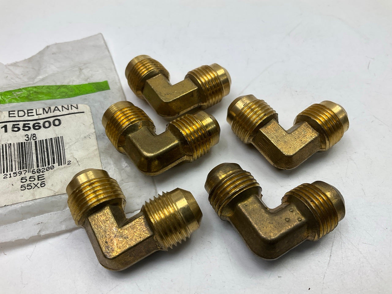 (5) Edelmann 155600 SAE 45 Degree Flare Tube Union Fitting, 3/8'' Tube Size