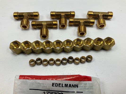 (5) Edelmann 172320 Male Branch Tee Compression Fitting 3/16'' Tube X 1/8'' Pipe