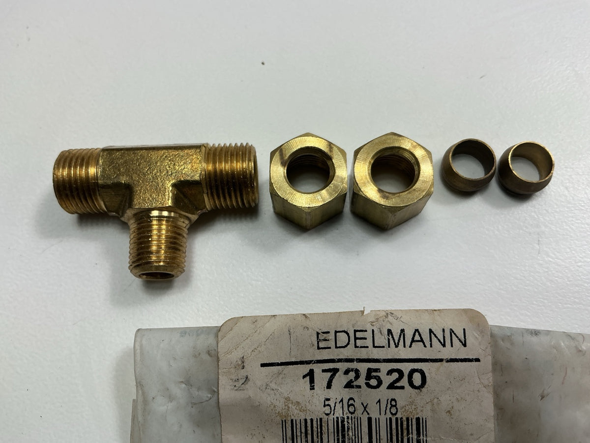 Edelmann 172520 Brass Compression Branch Tee Fitting 5/16'' Tube X 1/8'' MNPT