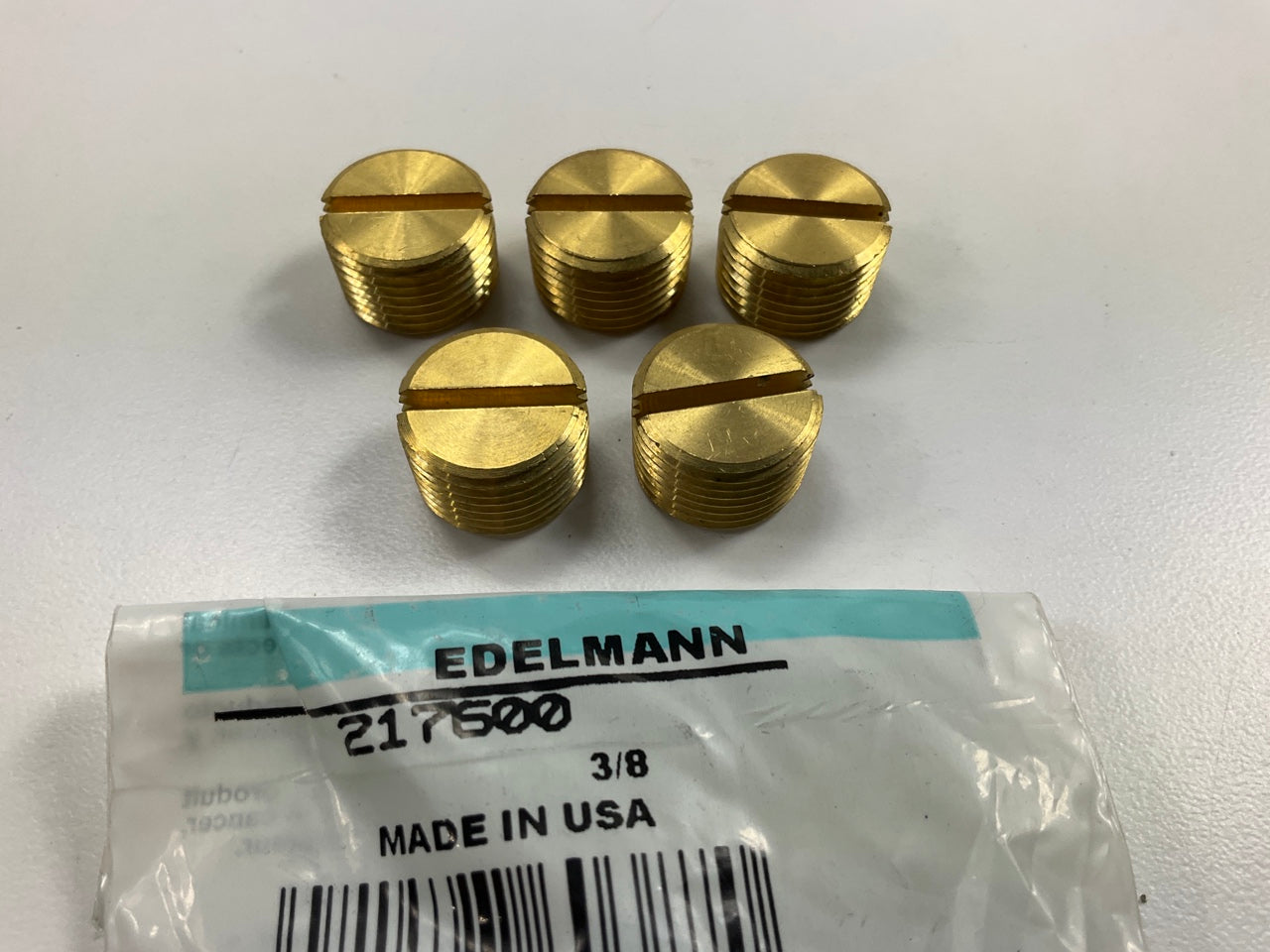 (5) Edelmann 217600 Pipe Thread Slotted Plug - 3/8'' MNPT