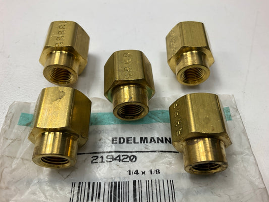 (5) Edelmann 219420 Brass Reducer Coupler Fitting - 1/4'' X 1/8''