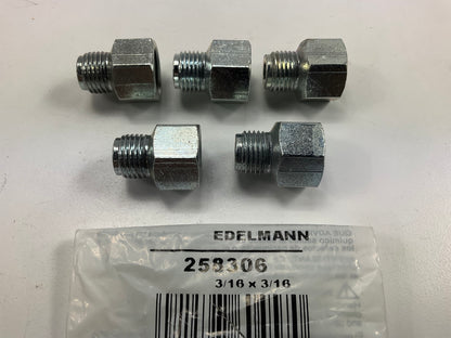 (5) Edelmann 258306 Std-dual Master Cylinder Brake Fitting 3/16'' Female X Male