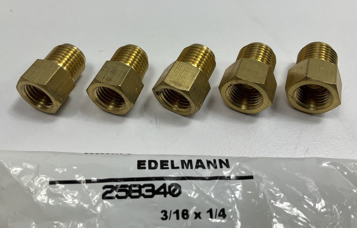 (5) Edelmann 258340 Standard To Dual Master Cylinder Adapter 3/16'' Female X 1/4''