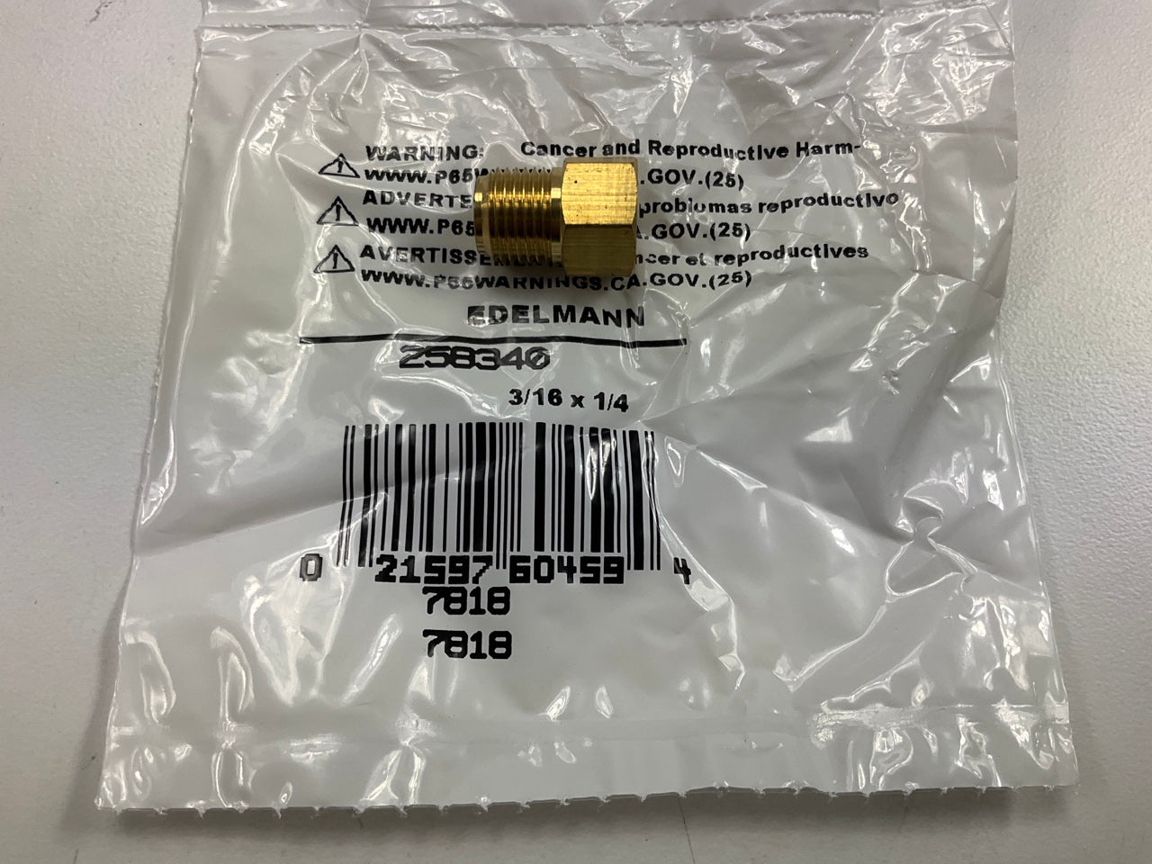 Edelmann 258340 Standard To Dual Master Cylinder Adapter, 3/8'' Female Inv X 1/4''