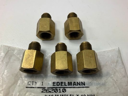 (5) Edelmann 262010 Brake Fitting Adapter, 3/8''-24 Inv. Flare X M10x1.00 Bubble