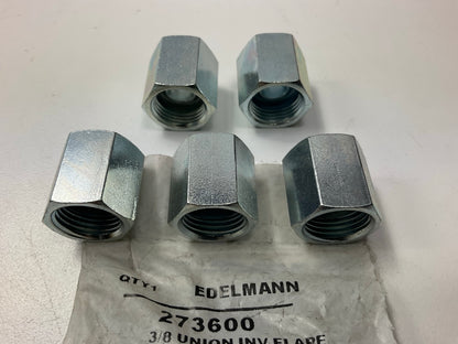 (5) Edelmann 273600 Inverted Flare Brake Line Union, 3/8'' X 5/8''-18 Thread