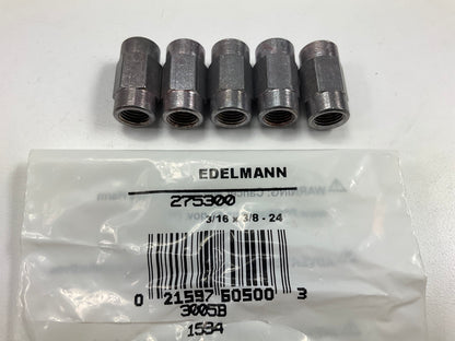 (5) Edelmann 275300 Union Hydraulic Brake Fitting 3/16'' Bubble X 3/8-24 Thread