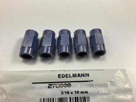 (5) Edelmann 276000 Brake Line Metric Union, 3/16'' Bubble Flare X 10mm Thread