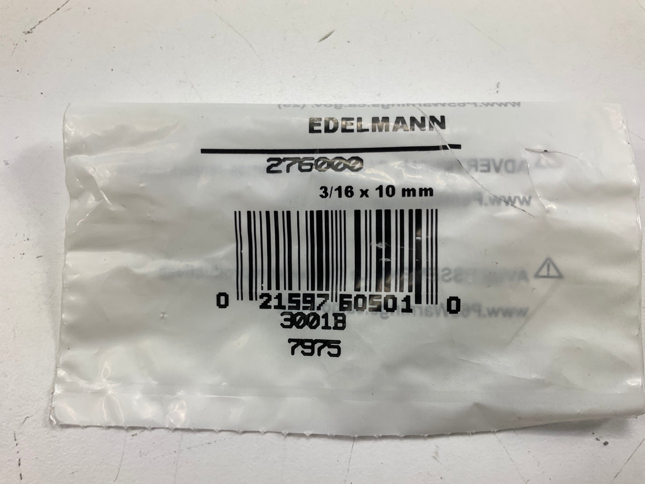 (5) Edelmann 276000 Brake Line Metric Union, 3/16'' Bubble Flare X 10mm Thread
