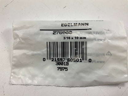 (5) Edelmann 276000 Brake Line Metric Union, 3/16'' Bubble Flare X 10mm Thread
