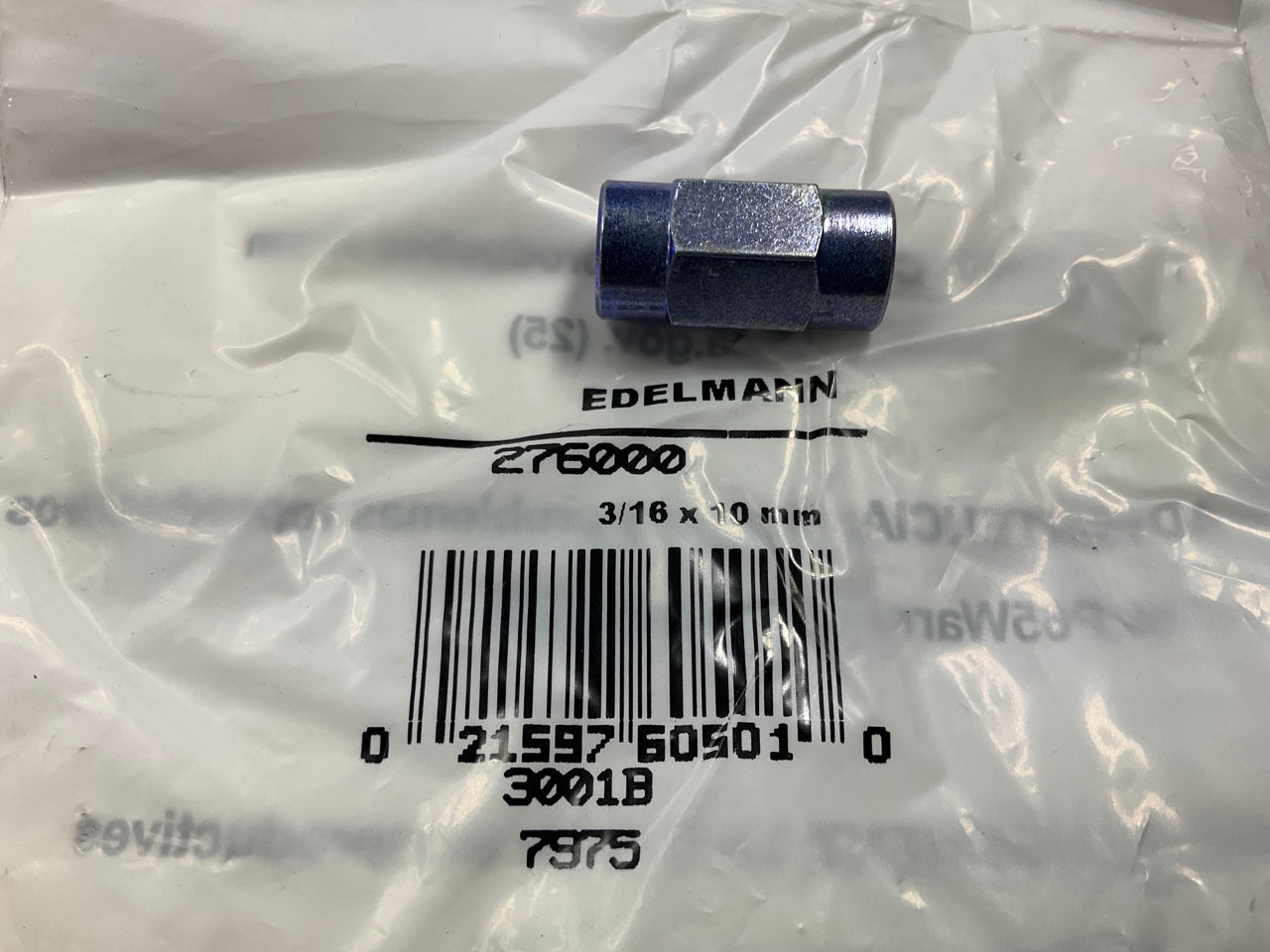 Edelmann 276000 Brake Line Metric Union, 3/16'' Bubble Flare X 10mm Thread