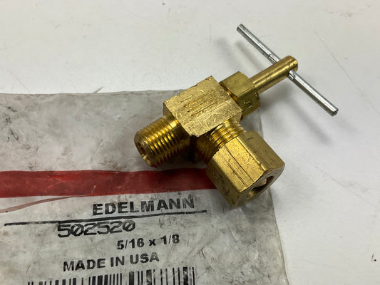 Edelmann 502520 Brass 5/16'' Needle Valve 90° Copper Tubing To 1/8'' Male Pipe