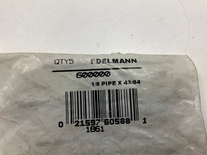 (5) Edelmann 600000 Male Straight Grease Fitting 1/8'' Pipe X 43/64'' Length