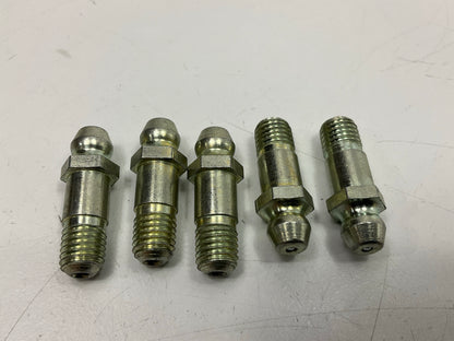 (5) Edelmann 608000 Long Straight Grease Fittings 1/4''-28 Thread X 31/32'' Long