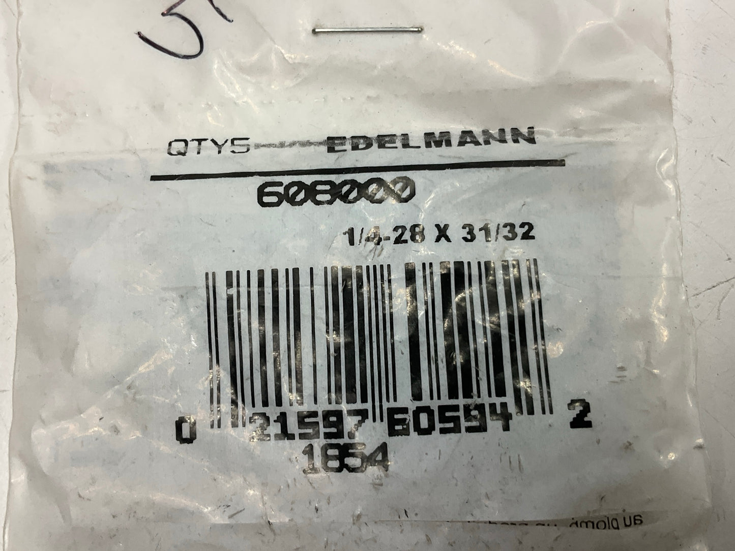 (5) Edelmann 608000 Long Straight Grease Fittings 1/4''-28 Thread X 31/32'' Long