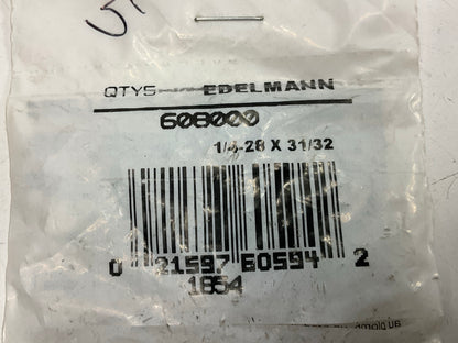 (5) Edelmann 608000 Long Straight Grease Fittings 1/4''-28 Thread X 31/32'' Long