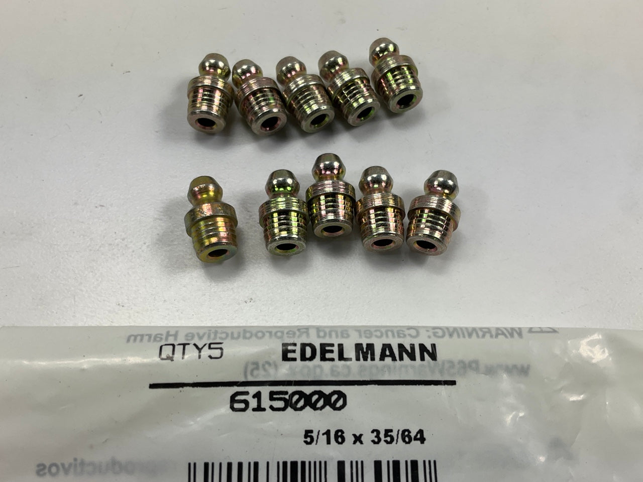 (10) Edelmann 615000 Grease Fitting Drive Type 5/16'' Diameter X 34/64'' Length