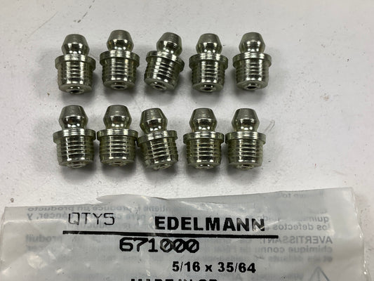 (10) Edelmann 671000 Grease Fittings 5/16'' Straight  X 35/64'' Length