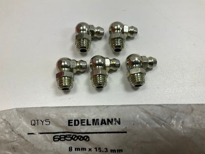 (5) Edelmann 685000 Male 90 Deg Elbow Grease Fitting 8-1.0mm Thread X 15.3mm