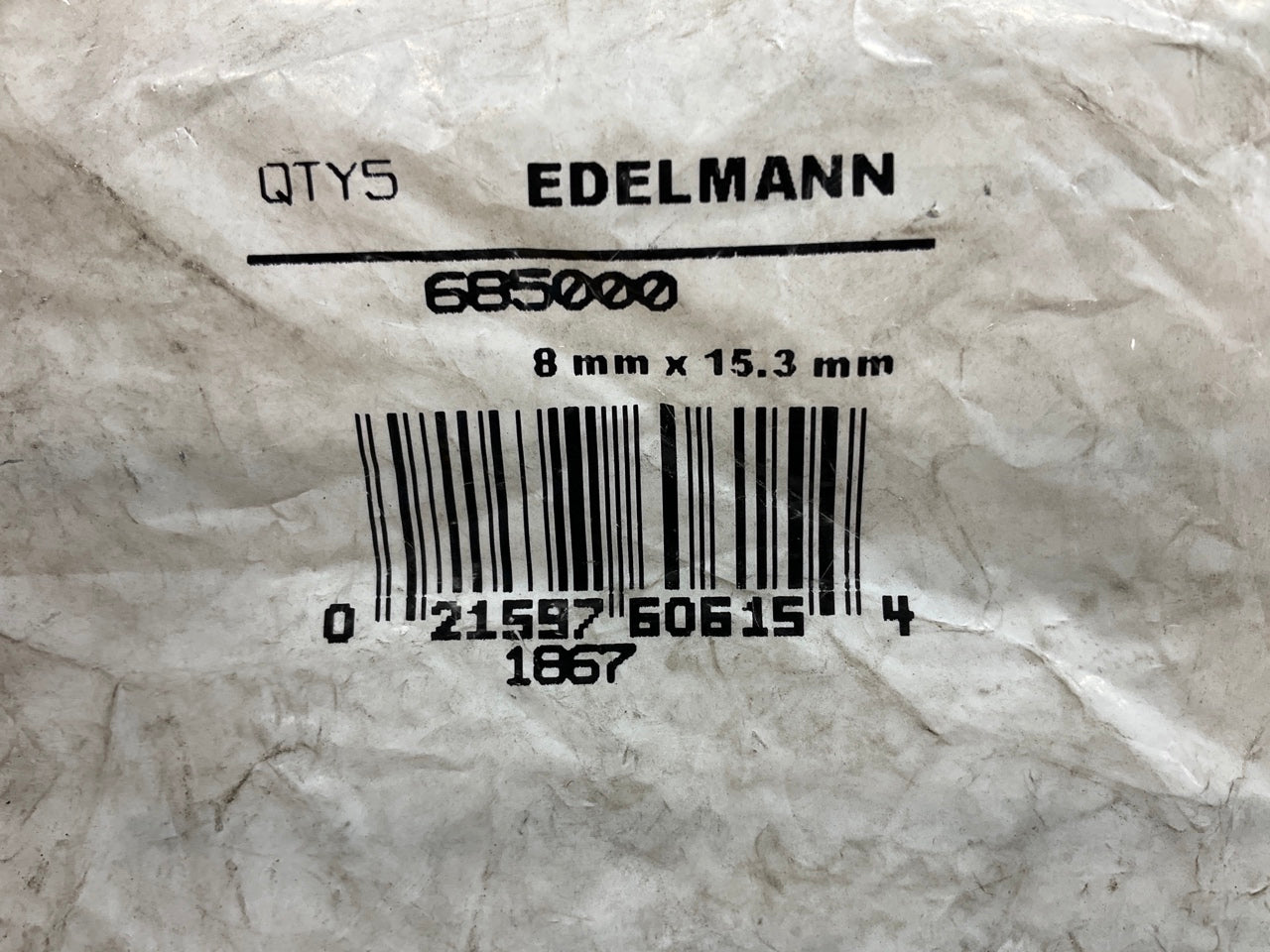 (5) Edelmann 685000 Male 90 Deg Elbow Grease Fitting 8-1.0mm Thread X 15.3mm