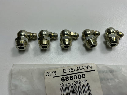 (5) Edelmann 688000 Male 90° Elbow Grease Fittings 10''-1.0MM Thread X 19.7MM