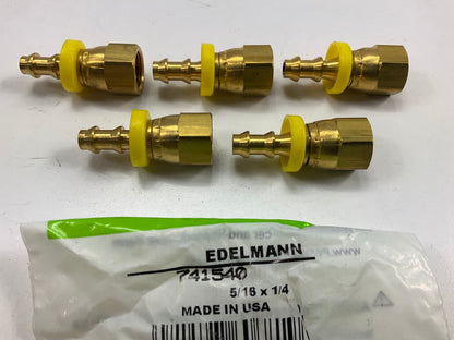 (5) Edelmann 741540 Push-On Swivel Female Fitting, 5/16'' Tube X 1/4'' Hose