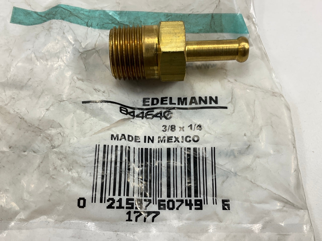 Edelmann 844640 Clamp-Style Rigid Male Fitting, 3/8'' Male NPT X 1/4'' Barb Hose