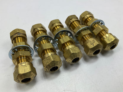 (5) Edelmann 911440 Nylon 1/4'' Air Brake Tube Brass Fitting, Bulkhead Union
