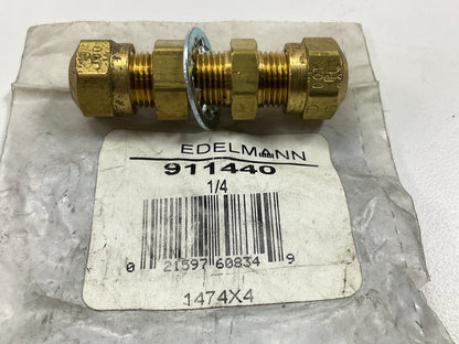 Edelmann 911440 Nylon 1/4'' Air Brake Tube Brass Fitting, Bulkhead Union