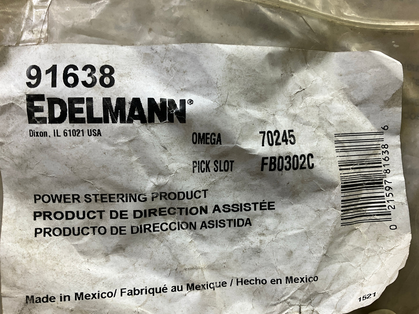 Edelmann 91638 Power Steering Pressure Hose