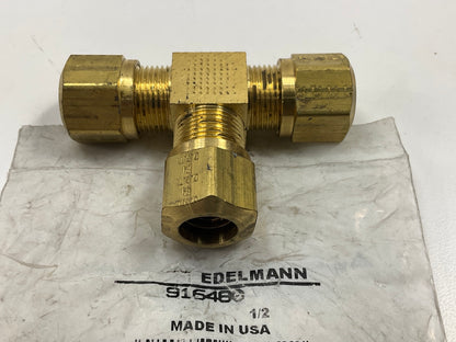 Edelmann 916480 Air Brake 1/2'' Brass Union Tee ''T'' Fitting For Nylon Tubing