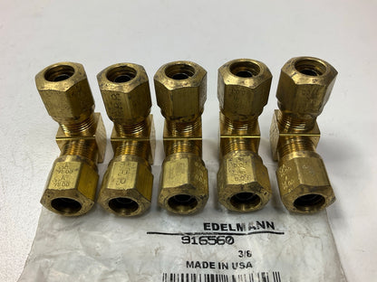 (5) Edelmann 916560 Air Brake Union Elbow Fitting For 3/8'' Nylon Tubing
