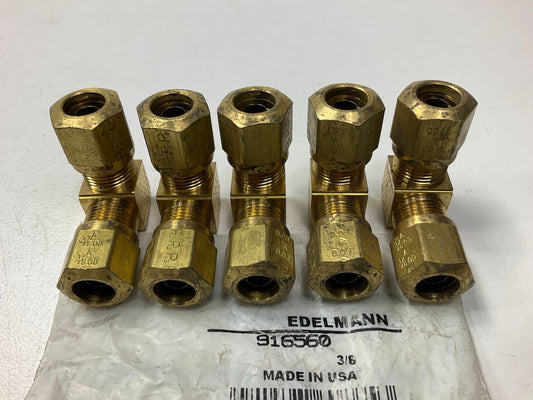 (5) Edelmann 916560 Air Brake Union Elbow Fitting For 3/8'' Nylon Tubing