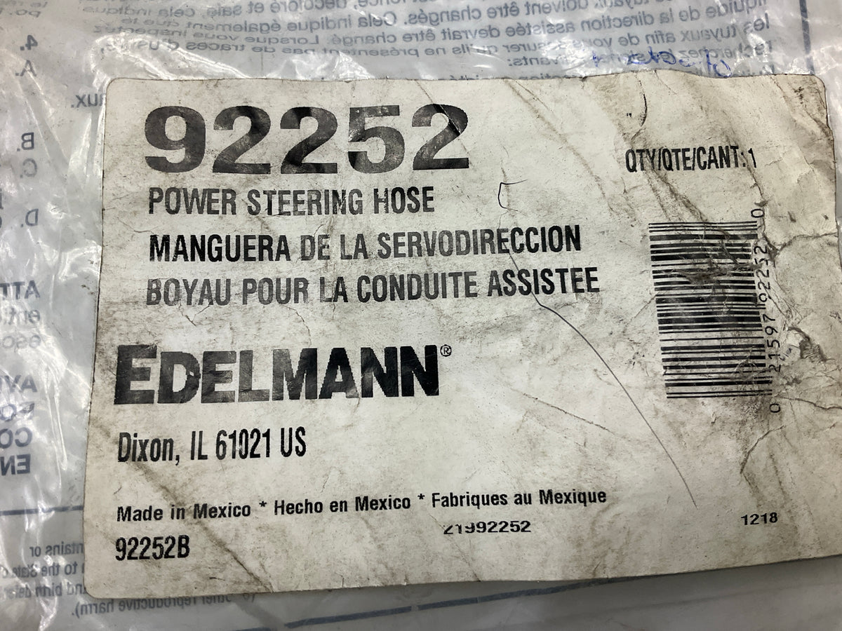 Edelmann 92252 Power Steering Pressure Line Hose