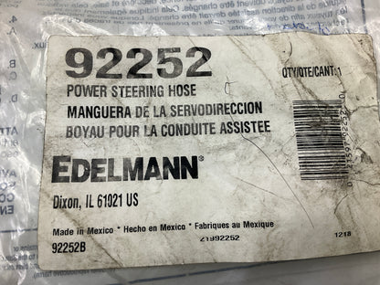 Edelmann 92252 Power Steering Pressure Line Hose