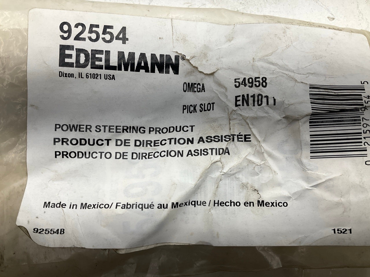 Edelmann 92554 Power Steering  Pressure Line Hose