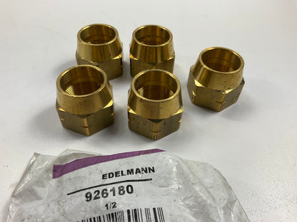 (5) Edelmann 926180 Nylon Tubing Air Brake Line Nut Fittings - 1/2'' Hose I.D.