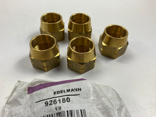 (5) Edelmann 926180 Nylon Tubing Air Brake Line Nut Fittings - 1/2'' Hose I.D.