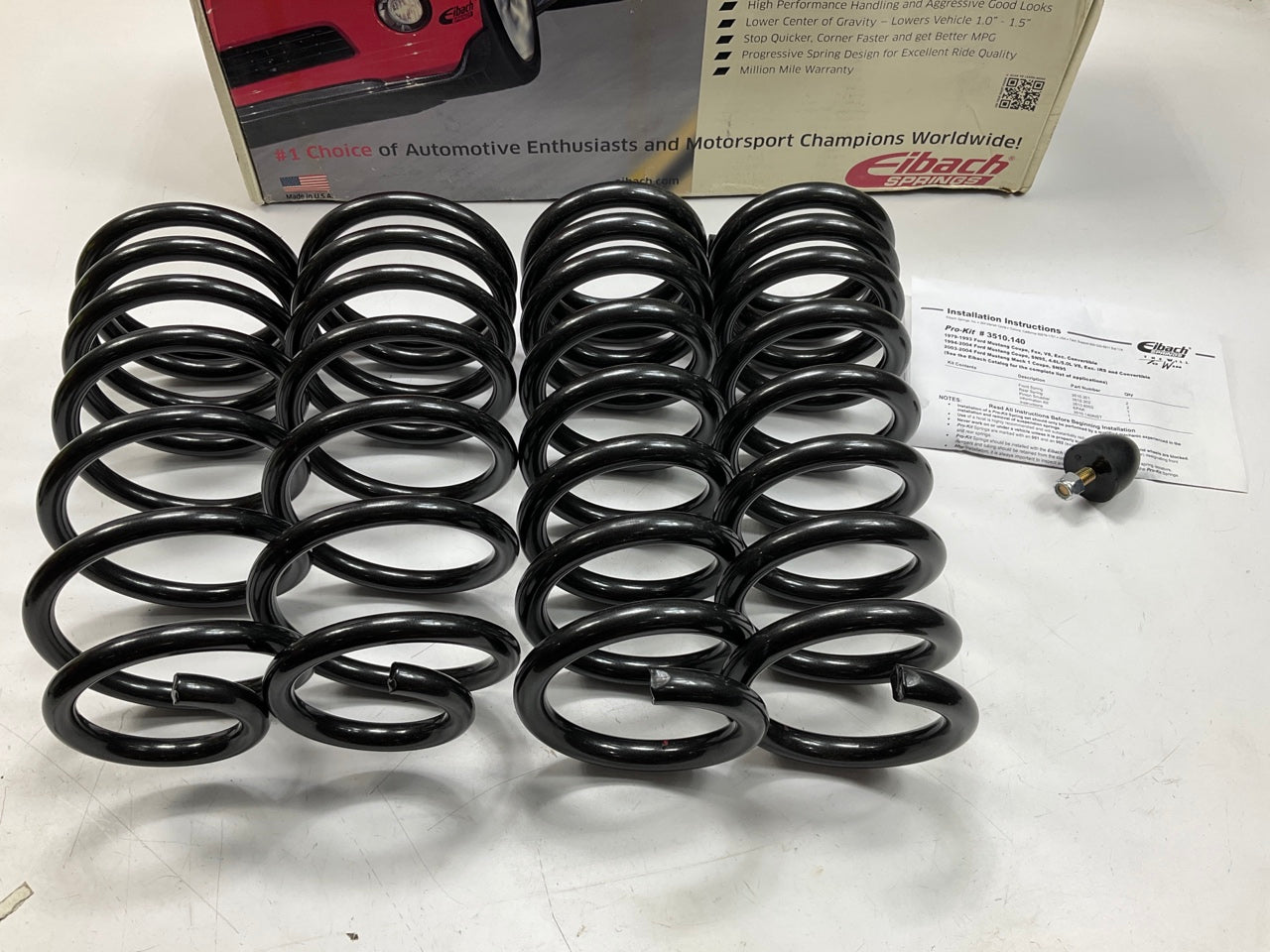 Eibach 3510.140 Coil Spring Lowering Kit - Front 1.2'', Rear 1'', 1984-04 Mustang