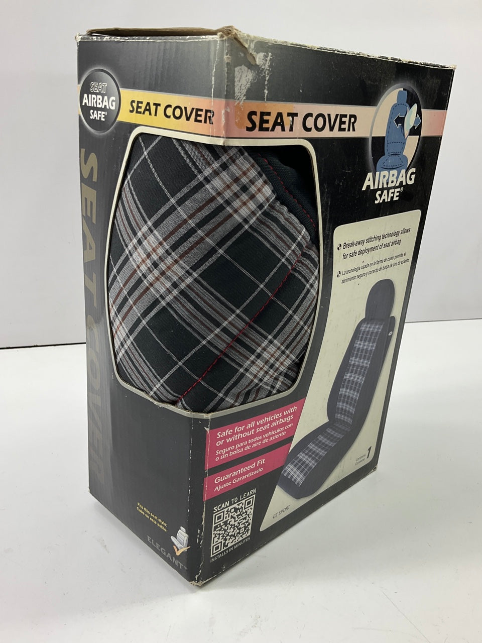 Elegant E370203 Seat Cover - Plaid Design