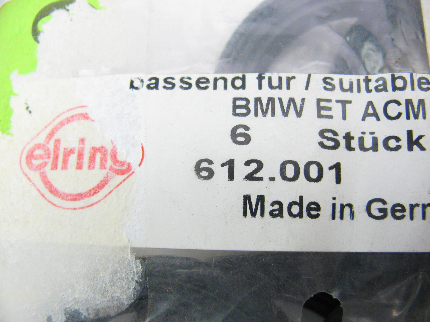 (6) Elring 612-001 Spark Plug Tube Seal For 2001-2008 BMW 3.2L-L6