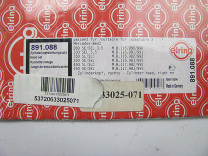 Elring 891-088 RIGHT Cylinder Head Gasket Set 1970-76 Mercedes-Benz 3.5 4.5 6.3L