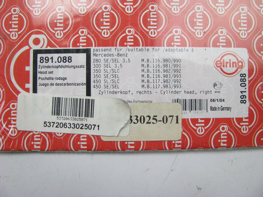 Elring 891-088 RIGHT Cylinder Head Gasket Set 1970-76 Mercedes-Benz 3.5 4.5 6.3L