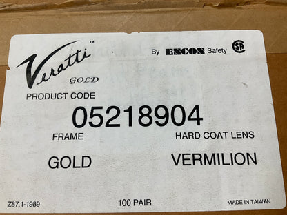 100 PCS - Encon Veratti High Impact Eye Safety Glasses 05218904  PACK OF 100 PCS