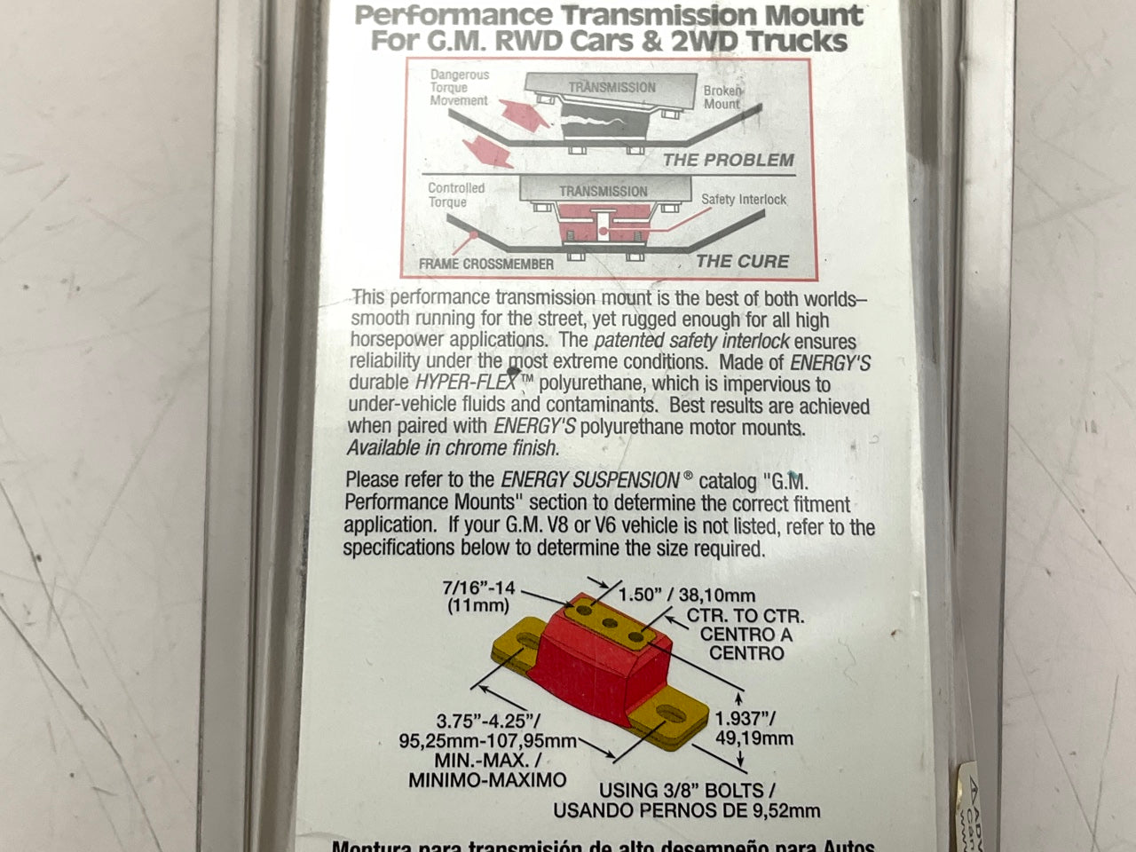 Energy 3.1108R Performance Poly Transmission Mount For GM RWD Cars & 2WD Trucks