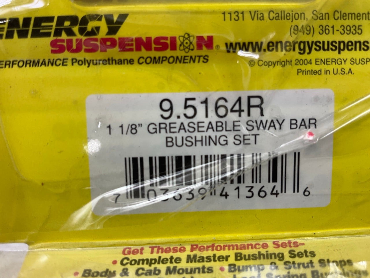 Energy Suspension 9.5164R  1-1/8'' Greasable Sway Bar Bushings Set