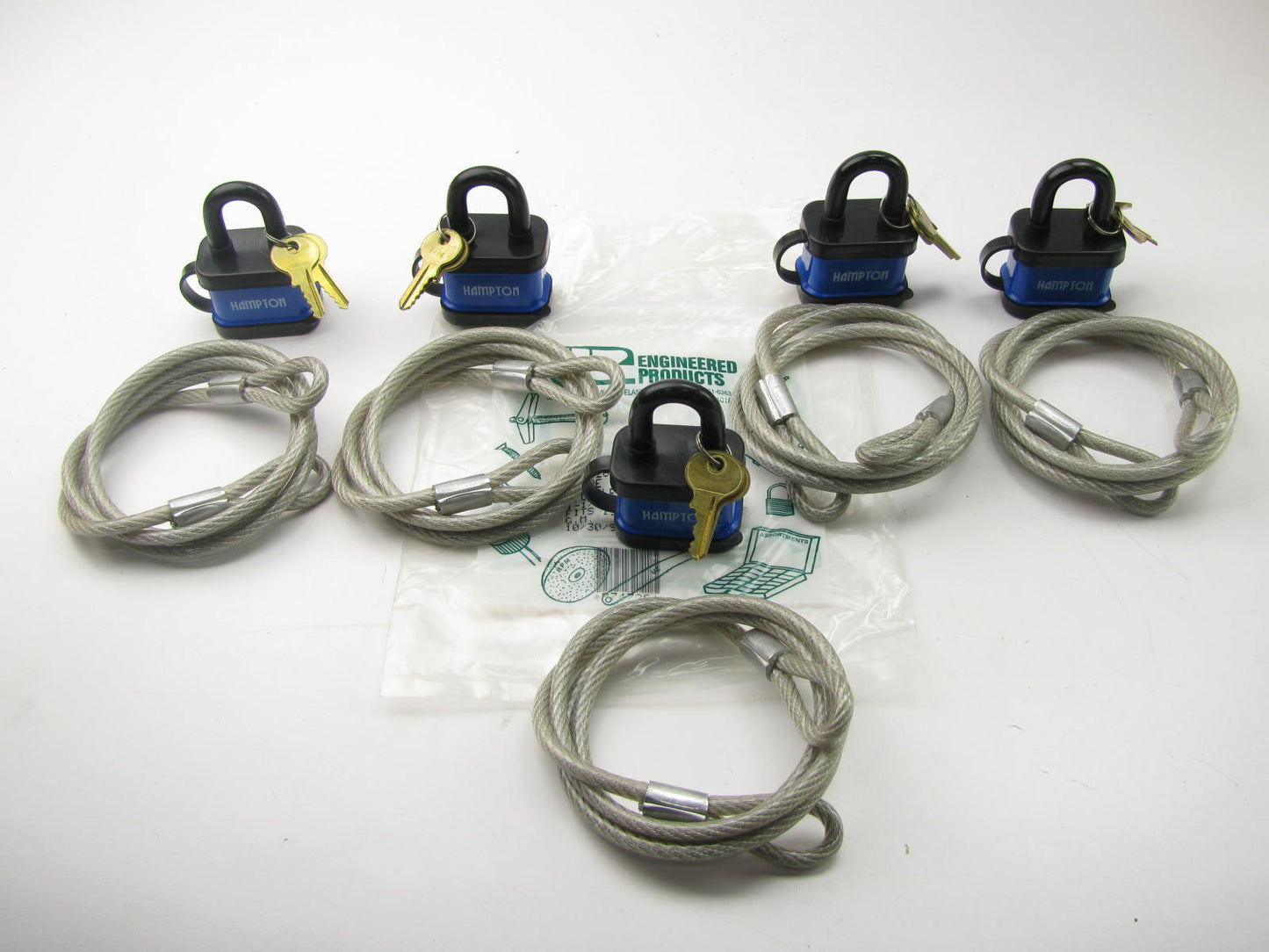 (5) HAMPTON General Purpose Locks With Chains (Bike Chain Lock) - LOT OF 5 PCS