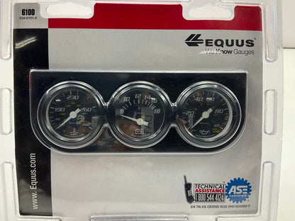 Equus 6100 1-1/2'' Triple Gauge Set:  Water Temp, Volt, Oil Pressure Black Gauges